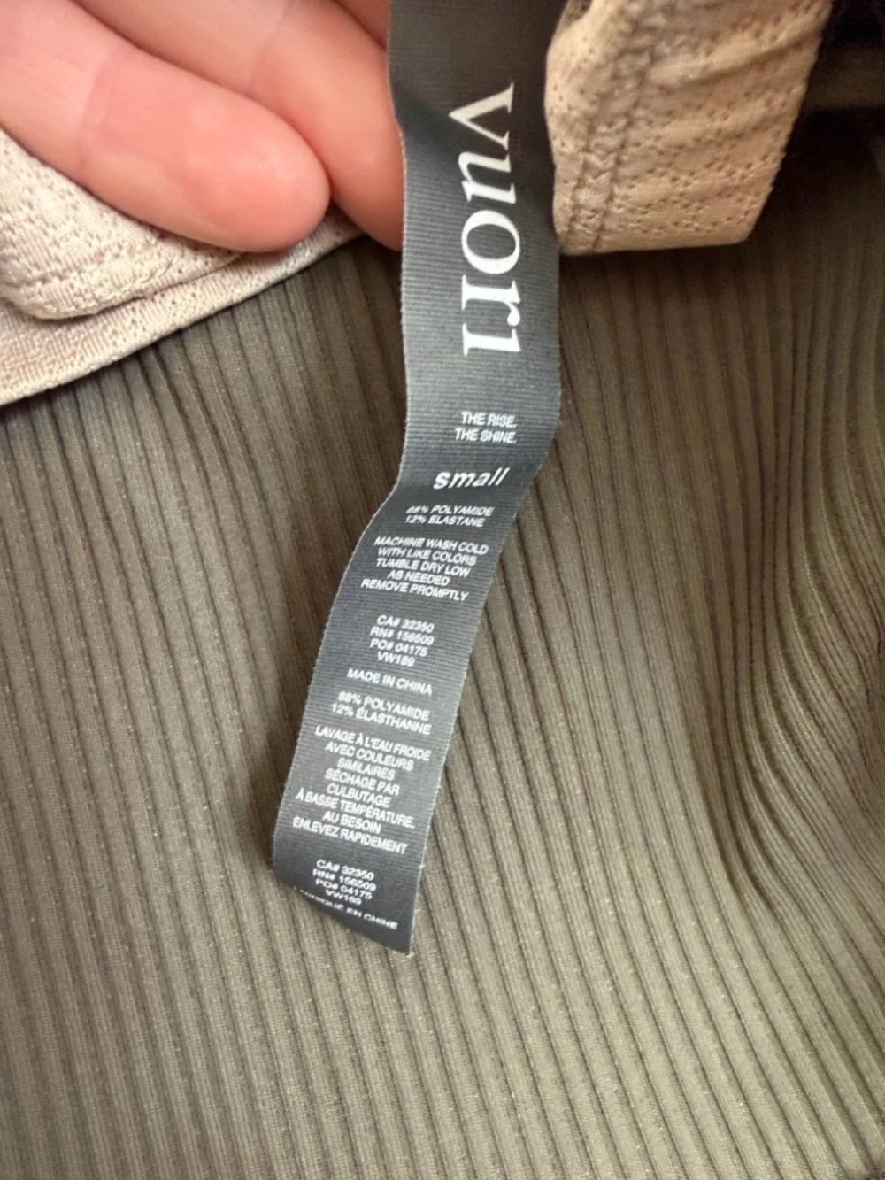 Vuori Ribbed Strappy Crop Top in Army Green - Picture 3 of 4